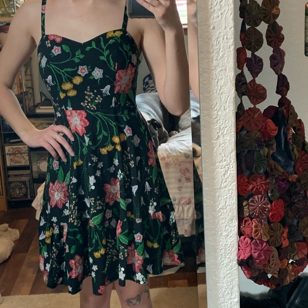 Black and Colorful Floral Print Summer dress